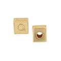 Golden cube charm featuring letter Q with textured sides and smooth metal finish - Letter Q / Single (Without Chain) / Gold
