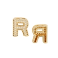 Golden letter R charm with full zircon pavé setting and hollow back for DIY necklaces - Letter R