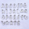 Set of 26 white enamel alphabet charms with silver borders for DIY jewelry making - Letter A / White