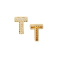 Gold letter T pendant charm with pavé cubic zirconia for DIY necklaces and jewelry - Letter T