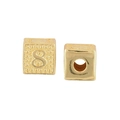 Gouden kubus kraal met gegraveerd cijfer 8 en puntstructuur voor DIY-sieraden maken - Enkel Stuk Zonder Ketting / US 8