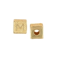 Golden 3D cube letter M bead charm with textured background for DIY jewelry necklaces - M / Single (Without Chain) / Gold
