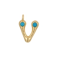 Gold-plated letter V pendant with blue zircon stones for personalized necklaces - Letter V