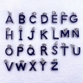 Detail of 26 blue enamel alphabet charms with silver plating for DIY jewelry - Dark Blue