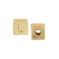 Golden cube bead featuring letter L with decorative dot texture for DIY jewelry - L / Single (Without Chain) / Gold