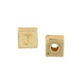 Golden cube charm featuring an embossed letter J with granular texture and threading hole - Letter J / Single (Without Chain) / Gold