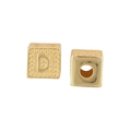 Golden cube charm with letter D and dot texture for DIY jewelry making - Letter D / Single (Without Chain) / Gold