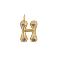 Gold plated letter H pendant with round zircon stones for DIY necklace jewelry making - Letter H
