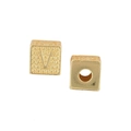 Gold cube bead with engraved letter V and textured finish for DIY jewelry making - Letter V / Single (Without Chain) / Gold