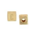 Polished gold square bead featuring micro-set zircon letter E for DIY necklaces - Letter E / Single (Without Chain) / Gold
