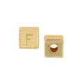 DIY cubic golden alphabet charm bead with engraved letter F and honeycomb texture - Letter F / Single (Without Chain) / Gold