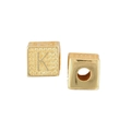 Golden cube charm featuring a textured letter K and side hole for DIY necklaces - Letter K / Single (Without Chain) / Gold