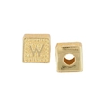 Polished gold cubic bead with letter W engraving and micro-dot texture for necklaces - Letter W / Single (Without Chain) / Gold