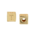 Golden cube bead with letter T engraving and dot texture for DIY jewelry making - Letter T / Single (Without Chain) / Gold