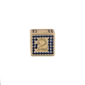 Ciondolo a cubo hip hop placcato oro con numero 2 e pietre di zircone blu - Numero 2 / Solo Pendente (Senza Catena)
