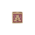 Ciondolo a cubo lettera A dorato con zirconi viola per collane in stile hip-hop - Lettera A / Stile 9.90 CNY