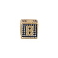 Ciondolo a cubo placcato oro con pietre di zircone blu e lettera B in stile hip hop - Lettera B