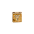 Pendaglio a cubo hip hop placcato oro con numero 7 e pietre di zircone arancione - Numero 7 / Solo Pendente (Senza Catena)