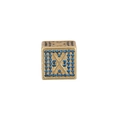 Ciondolo a cubo dorato con zirconi blu e lettera X in stile hip hop trendy - Lettera X