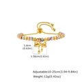 Detail of adjustable copper bead bracelet with tricolor beads and gold bow charm - Gold Bowtie Charm Style (PBR-287G01)