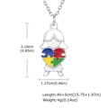 Autism awareness stainless steel pendant necklace with colorful enamel heart puzzle - Steel