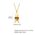 Gold stainless steel autism puzzle heart necklace with figure pendant and dimensions - Boy Style (NC-2257G01) / Gold