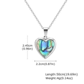 Silver stainless steel heart locket necklace with iridescent abalone shell inlay - Silver Abalone Shell Locket Necklace (PN-1844S01)