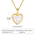 Golden stainless steel locket necklace with white shell inlay, size 24.5mm x 22.5mm - Gold Mother Of Pearl Locket Necklace (PN-1844G)