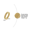 Anillo abierto de acero inoxidable dorado de 4mm con textura de malla y acabado pulido - Talla US 6 / Estilo de Malla Tejida (R-545)