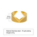 Verstelbare 9mm brede gouden ring van roestvrij staal met mesh-textuur en IP-gouden laag - V-Vorm Gestreept Stijl (R-623)