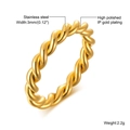 3mm gedrehter Goldring aus hochglanzpoliertem Edelstahl mit IP-Beschichtung für Damen - US Größe 5 / R-568 Gold