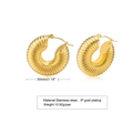 Golden chunky U-shaped hollow earrings in stainless steel with 30mm diameter - Gold