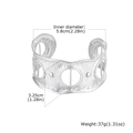 Silver hollow wide cuff bracelet with vintage geometric patterns and sizing details - Steel Color Open Cuff Bangle