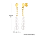 Boucles d'oreilles dorées en acier inoxydable avec perles blanches et dimensions - Or
