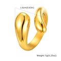 Bague triple épaisseur dorée géométrique en acier inoxydable poli de 1,6 cm de diamètre - US 7 / Style Ouvert Goutte d'Eau (RC-721)