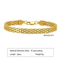 Golden 6mm mesh stainless steel bracelet for women with IP gold plating and lobster clasp - Gold 6mm*18cm