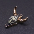Macro view of a bohemian golden bull skull pendant with marble texture for DIY jewelry - No. 2 (Marble White)
