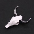 Macro detail of bull skull pendant with white bone texture and black horns for DIY - White with Black Horns Bull Style (3)