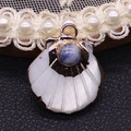 Scallop shell pendant with gold plating and blue marble bead for DIY jewelry - Blue Spot Stone