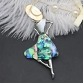Close-up of elegant female bust brooch featuring colorful abalone shell and pearl accents - 37x85mm / Magic Top Hat Style (5号)