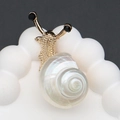 Broche de caracol dorado con concha de nácar y detalles de piedras negras - Dorado Perla Concha Espiral Verde
