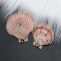 Detail of natural shell pendants with gold plated edges and gradient orange texture - Light Pink-Orange Gradient (Style 6)