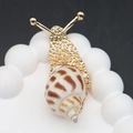 Broche de caracol dorado con concha natural y cristales para accesorios de joyería DIY - 20-60mm, 15g / Dorado Concha Caracol Manchada