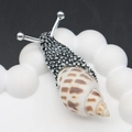 Broche de caracol de plata vintage con concha natural manchada y aleación - 20-60mm, 15g / Plateado Concha Caracol Manchada