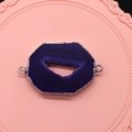 Detail van paarse agaat geode plak connector met verzilverde randen en dubbele lussen voor DIY - 20-45mm / Paarse Druzy Schijf (Nr. 3)