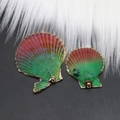 Set of two colorful gradient shell charms with gold plating for DIY jewelry making - Colorful Gradient (Style 2)