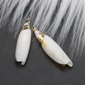 Natural sea shell pendant with gold electroplated edges and white marble patterns - Style 2