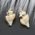 Natural sea shell pendants with gold plated edges and alloy hooks for DIY jewelry - Style 3