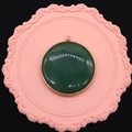 Green malachite round pendant with gold plated frame for DIY necklace jewelry - Green Aventurine