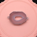 Lichtpaarse natuursteen agaat plak connector met zilveren rand voor DIY sieraden - 20-45mm / Lichtpaarse Agaatschijf (Nr. 5)
